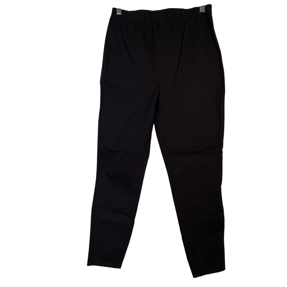 Denim & Co Black Pull On Elastic Waist Slim Leg Pants A32269 Large